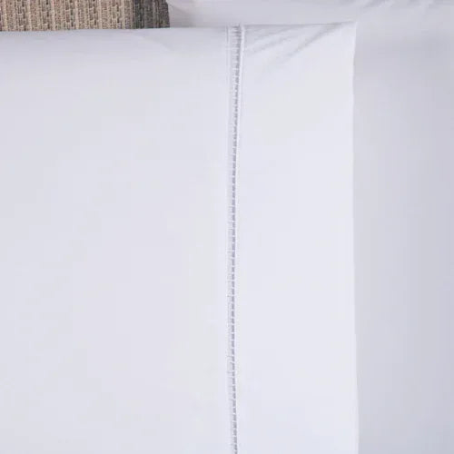 Jogo de Lençol 4 Pçs Ponto Palito | 300 Fios | Casal Padrão | Branco - Linhas & Lares