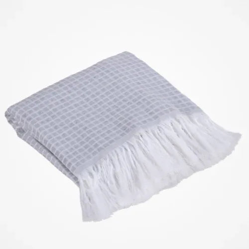 Manta para Cama/Sofá/Poltrona Grid Jacquard | Cinza - Linhas & Lares