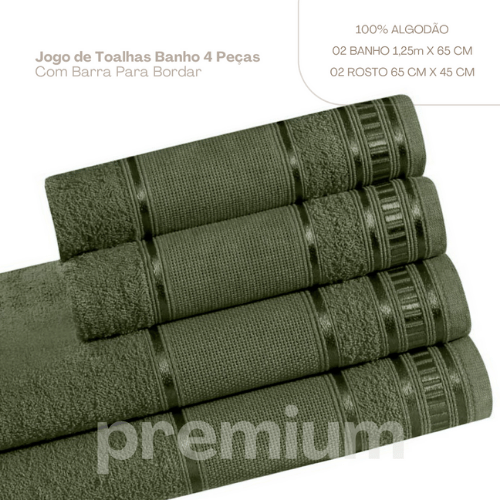 Jogo de Toalhas Premium | Verde Oliva