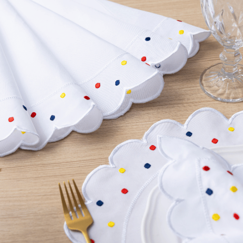 Jogo Americano Poá | Colorido | Kit 12 Pçs 6 Lugares