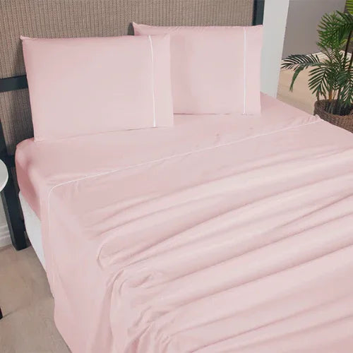 Jogo de Lençol 4 Pçs Ponto Palito | 300 Fios | Casal Queen | Rosê - Linhas & Lares