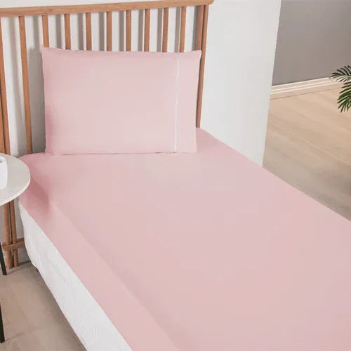 Jogo de Lençol Simples 2 Pçs com Elástico | 300 Fios | Solteiro | Rosê - Linhas & Lares