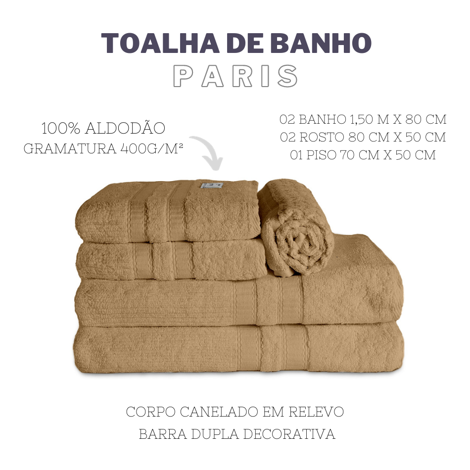 Jogo de Banho Paris | 400g/m2 | Kit 5 Peças | Avelâ