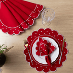 Jogo Americano Poá | Vermelho | Kit 12 Pçs 6 Lugares