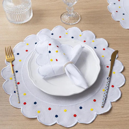 Jogo Americano Poá | Colorido | Kit 12 Pçs 6 Lugares - Linhas & Lares