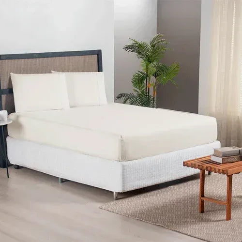 Jogo de Lençol 3 Pçs com elástico Ponto Palito | 300 Fios | Casal Queen | Palha - Linhas & Lares