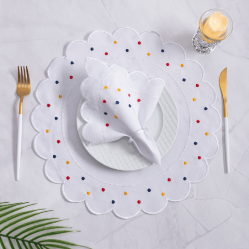 Jogo Americano Poá | Colorido | Kit 12 Pçs 6 Lugares