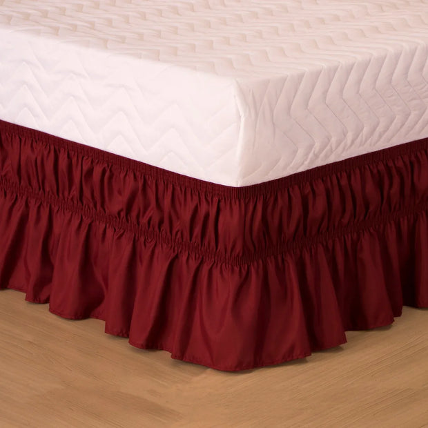 Saia Para Cama Box Drapeé Ajustavel Solteiro à Queen | Vinho - Linhas & Lares