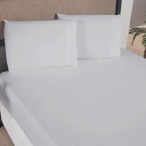 Jogo de Lençol 3 Pçs com elástico Ponto Palito | 300 Fios | Casal Queen | Cinza - Linhas & Lares