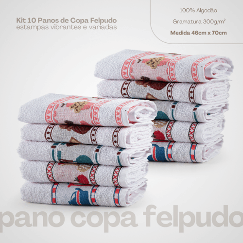Kit 10 Panos de Copa Trendy Felpudo