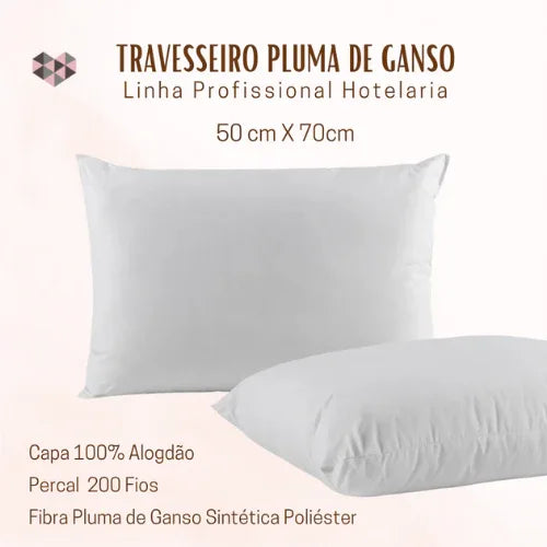 Travesseiro Pluma de Ganso | 200 Fios | 100% algodão - Linhas & Lares