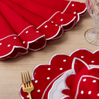 Jogo Americano Poá | Vermelho | Kit 12 Pçs 6 Lugares