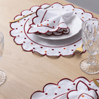 Jogo Americano Poá | Bordô | Kit 12 Pçs 6 Lugares