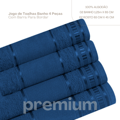 Jogo de Toalhas Premium | Azul Marinho