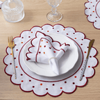 Jogo Americano Poá | Bordô | Kit 12 Pçs 6 Lugares