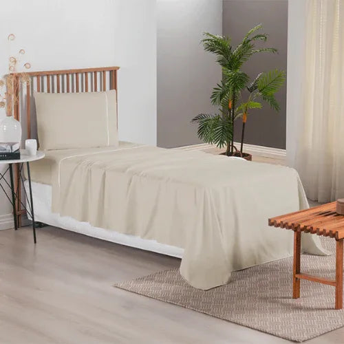 Jogo de Lençol 3 Pçs | 300 Fios | Solteiro | Cáqui - Linhas & Lares