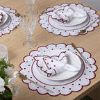 Jogo Americano Poá | Bordô | Kit 12 Pçs 6 Lugares