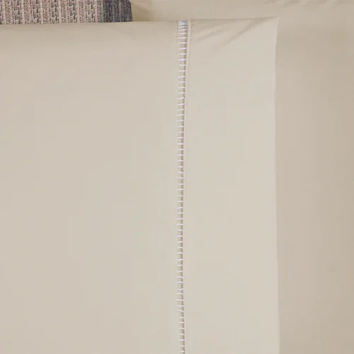 Jogo de Lençol 3 Pçs com elástico Ponto Palito | 300 Fios | Casal King | Cáqui - Linhas & Lares