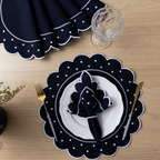 Jogo Americano Poá | Azul Marinho | Kit 12 Pçs 6 Lugares