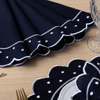 Jogo Americano Poá | Azul Marinho | Kit 12 Pçs 6 Lugares