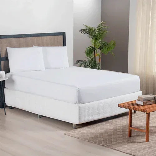 Jogo de Lençol 3 Pçs com elástico Ponto Palito | 300 Fios | Casal Padrão | Branco - Linhas & Lares