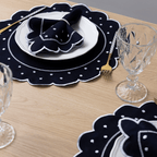 Jogo Americano Poá | Azul Marinho | Kit 12 Pçs 6 Lugares