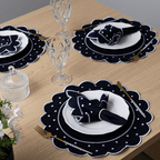 Jogo Americano Poá | Azul Marinho | Kit 12 Pçs 6 Lugares