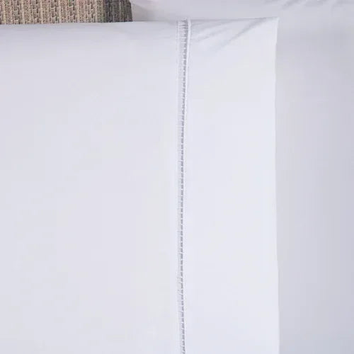 Jogo de Lençol 3 Pçs com elástico Ponto Palito | 300 Fios | Casal Padrão | Branco - Linhas & Lares