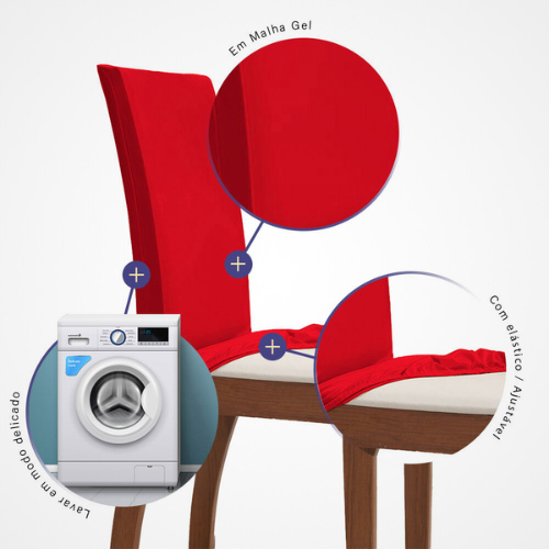 Capa para Cadeira Gel Flex | Kit com 6 | Vermelho