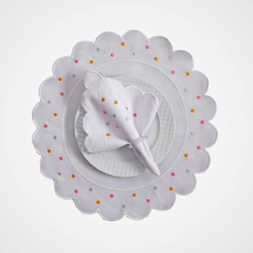 Jogo Americano Poá | Colorido | Kit 12 Pçs 6 Lugares