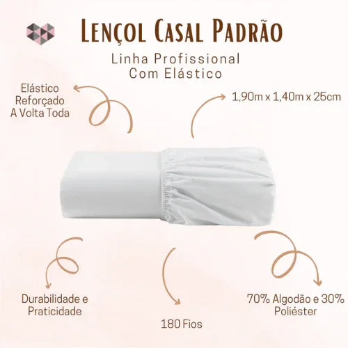 Kit 4 Pçs Lençol Avulso com Elástico Premium | Casal Padrão - Linhas & Lares
