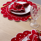 Jogo Americano Poá | Vermelho | Kit 12 Pçs 6 Lugares