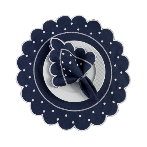 Jogo Americano Poá | Azul Marinho | Kit 12 Pçs 6 Lugares