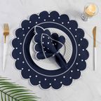 Jogo Americano Poá | Azul Marinho | Kit 12 Pçs 6 Lugares