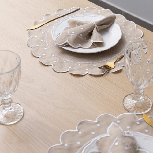 Jogo Americano Poá | Avelâ | Kit 12 Pçs 6 Lugares