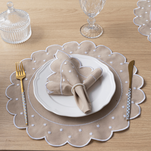 Jogo Americano Poá | Avelâ | Kit 12 Pçs 6 Lugares