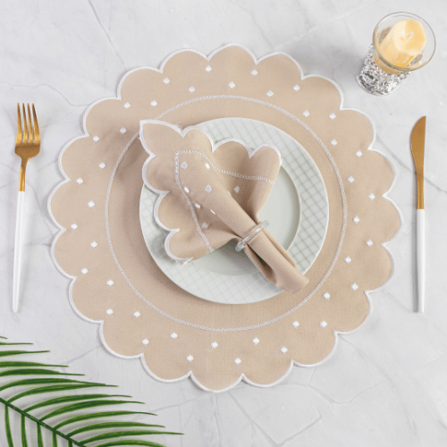 Jogo Americano Poá | Avelâ | Kit 12 Pçs 6 Lugares