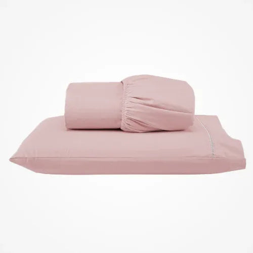 Jogo de Lençol Simples 2 Pçs com Elástico | 300 Fios | Solteiro | Rosê - Linhas & Lares