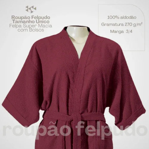 Roupão Comfort Touch Bordeaux - Linhas & Lares