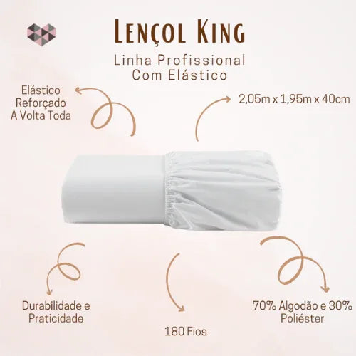 Kit 4 Pçs Lençol Avulso com Elástico Premium | Casal King - Linhas & Lares