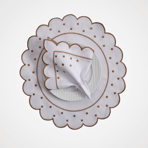 Jogo Americano Poá | Marfim | Kit 12 Pçs 6 Lugares