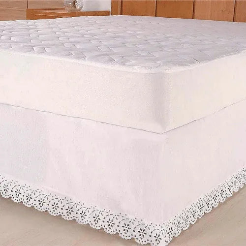 Saia Para Cama Box TrendLine Ajustavel Solteiro à Queen | Branco - Linhas & Lares