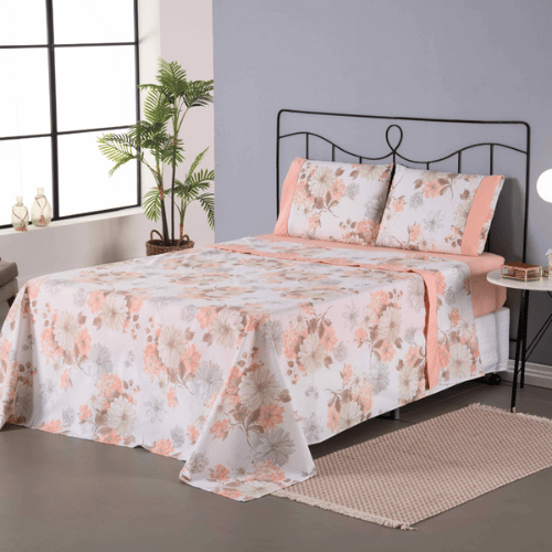 Jogo de Lençol Brisa Pêssego | Casal