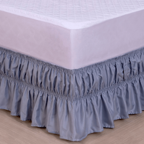 Saia Para Cama Box Drapeé Ajustavel Solteiro à Queen | Cinza