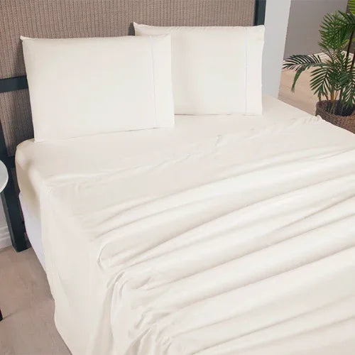 Jogo de Lençol 4 Pçs Ponto Palito | 300 Fios | Casal Padrão | Palha - Linhas & Lares