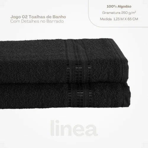Toalha de Banho Línea Preta - Linhas & Lares