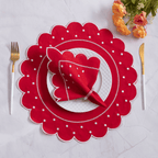 Jogo Americano Poá | Vermelho | Kit 12 Pçs 6 Lugares