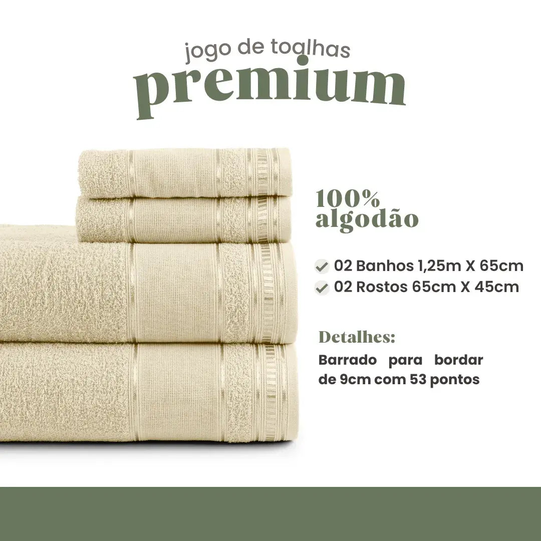 Jogo de Toalhas Premium | 4 Peças