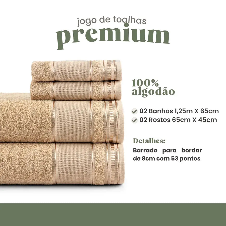 Jogo de Toalhas Premium | 4 Peças