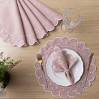 Jogo Americano Poá | Rosê | Kit 12 Pçs 6 Lugares